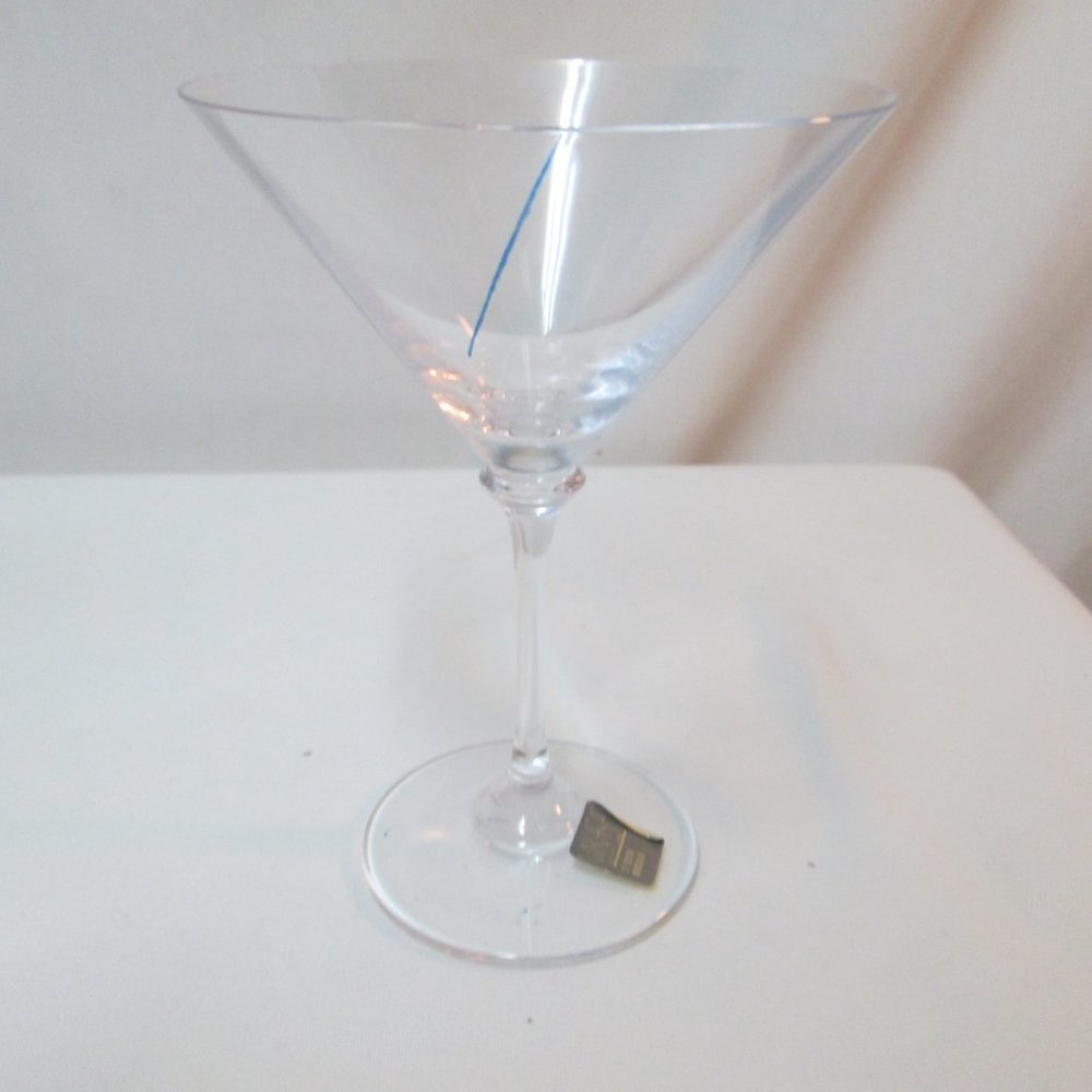 Mikasa Nicole T 7200 Martini Glass Blue Stripe Austria barware NWT NEW